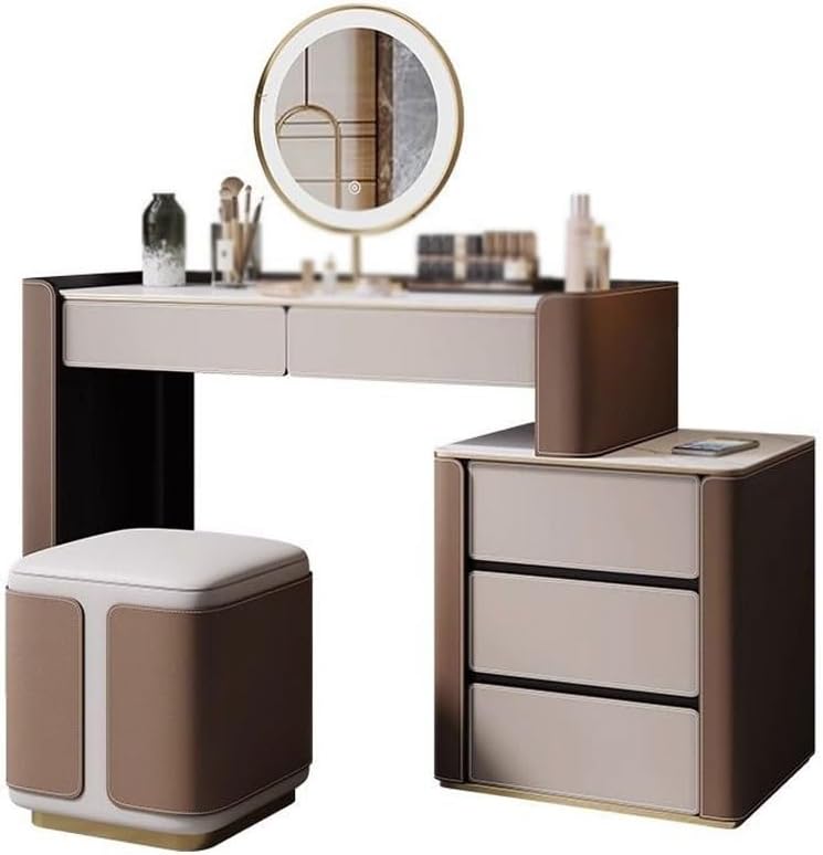 Vanity Desk Modern Minimalist Dressing Table Bedroom Makeup with Mirror Integrated Home Storage Cabinet