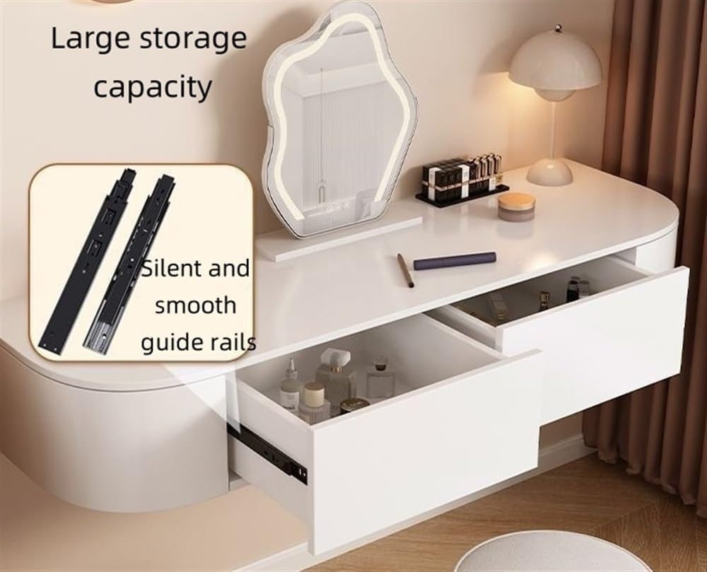 Modern Floating Dressing Table – Simple Makeup Table with Storage Cabinet for Bedroom, Bathroom, and Powder Room(Size:A)