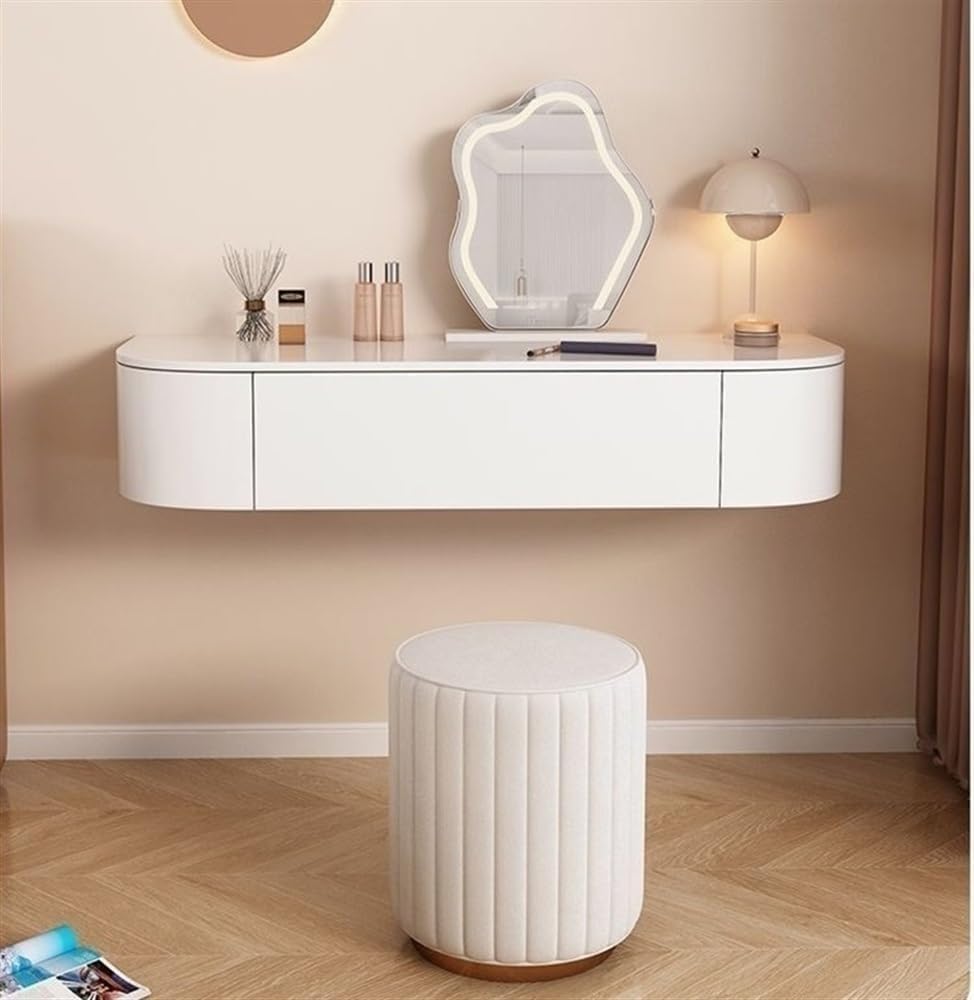 Modern Floating Dressing Table – Simple Makeup Table with Storage Cabinet for Bedroom, Bathroom, and Powder Room(Size:A)