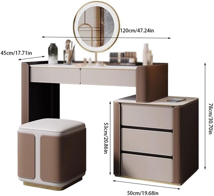 Vanity Desk Modern Minimalist Dressing Table Bedroom Makeup with Mirror Integrated Home Storage Cabinet