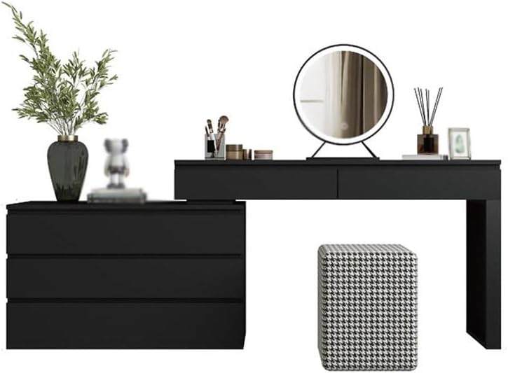 Vanity Desk Modern Minimalist Dressing Table and Cupboard Integrated Bedroom Small Desk Makeup Bedside Storage Cabinet(L200cm)