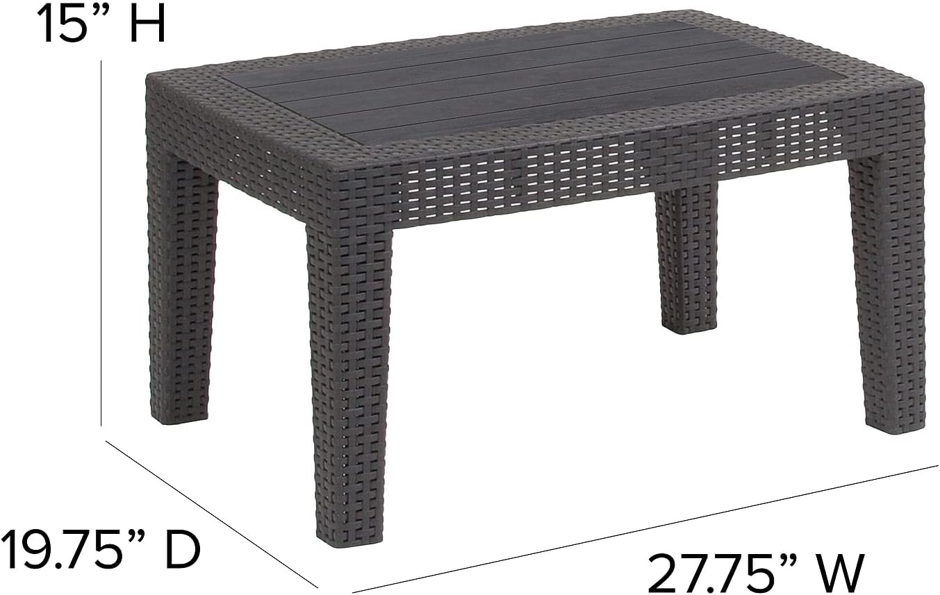 Flash Furniture Seneca Dark Gray Faux Rattan Coffee Table