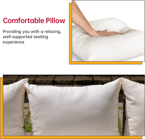 5 Pieces Patio Furniture Sets Outdoor Sectional Sofa Rattan Chair Wicker Conversation Set for Outdoor Backyard Porch Poolside Balcony Garden Furniture with Coffee Table,Khaki Cushion