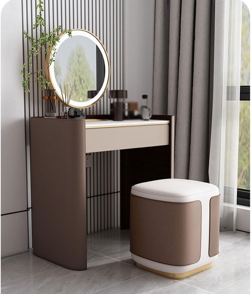 Vanity Desk Modern Minimalist Dressing Table Bedroom Makeup with Mirror Integrated Home Storage Cabinet
