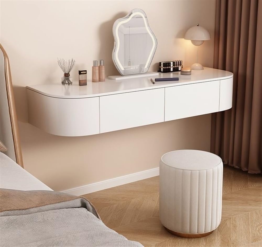 Modern Floating Dressing Table – Simple Makeup Table with Storage Cabinet for Bedroom, Bathroom, and Powder Room(Size:A)