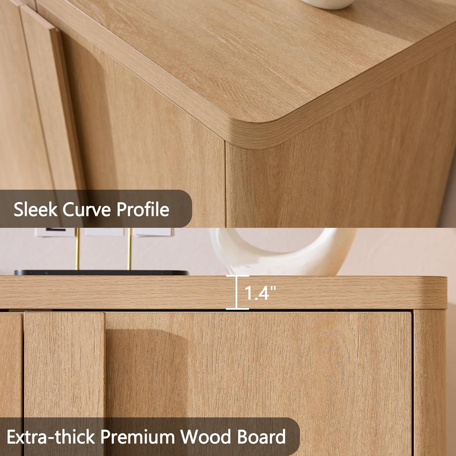 Shoe Cabinet 44" Tall Large Shoe Storage Organizer Modern Shoe Rack with Doors & 4 Shelves Minimalist Freestanding 5-Tier Shoe Storage Cabinet for Entryway Hallway Living Room, Natural, 1PC