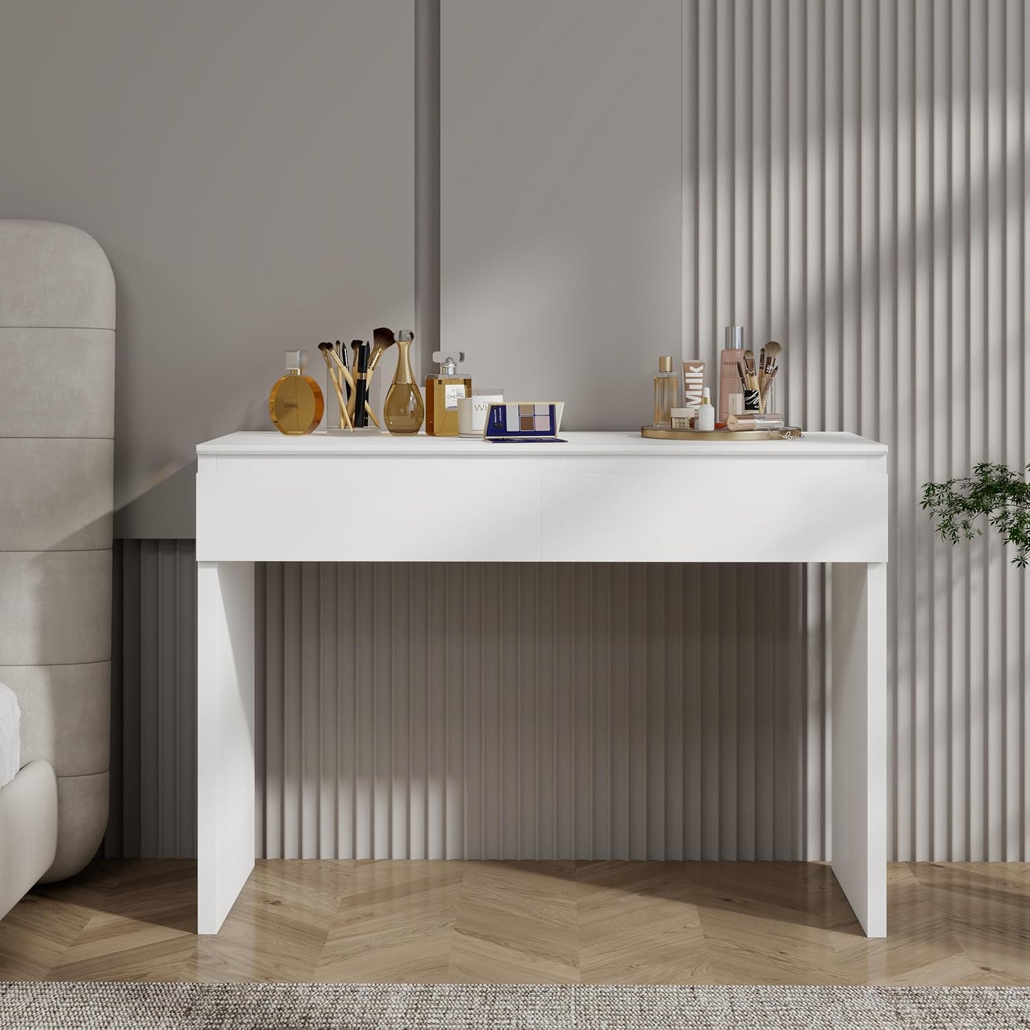 Modern Minimalist Two Drawer Dressing Table with Mirror and Storage Space, Suitable for bedrooms, Dressing Tables, and Offices